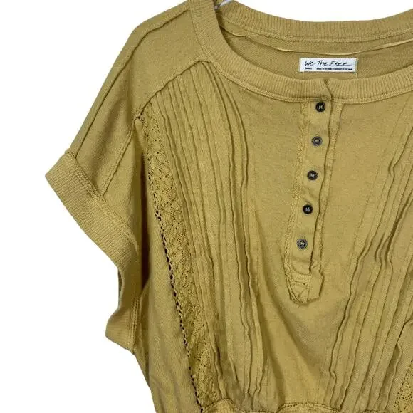 Free People We The Free Roxy Tee Small NWT New Golden Palm Boho Casual Top - Picture 5 of 7